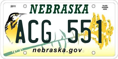 NE license plate ACG551
