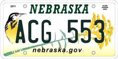 NE license plate ACG553