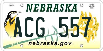 NE license plate ACG557