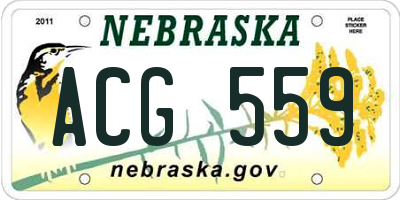 NE license plate ACG559