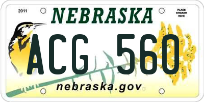 NE license plate ACG560