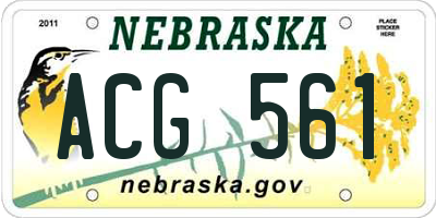 NE license plate ACG561