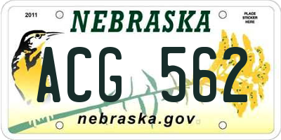 NE license plate ACG562
