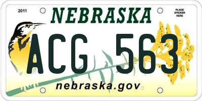 NE license plate ACG563