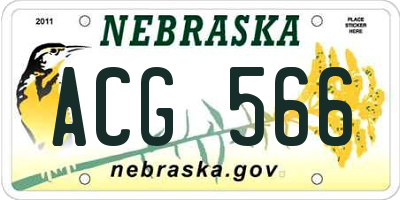 NE license plate ACG566