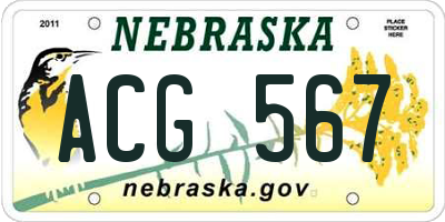 NE license plate ACG567