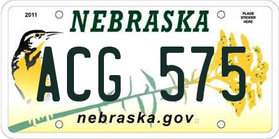NE license plate ACG575