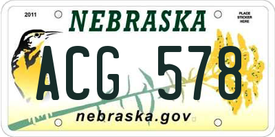 NE license plate ACG578