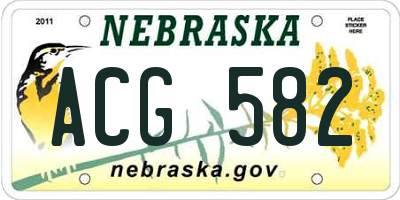 NE license plate ACG582