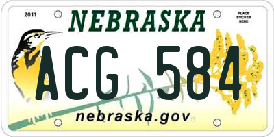 NE license plate ACG584