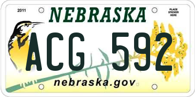 NE license plate ACG592