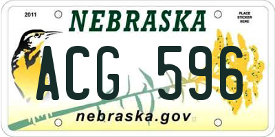 NE license plate ACG596