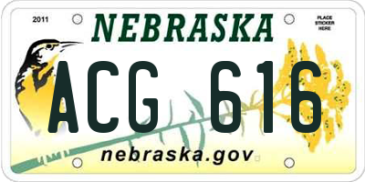 NE license plate ACG616