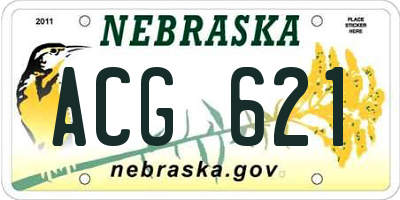 NE license plate ACG621