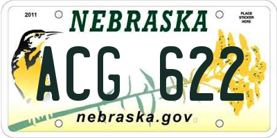 NE license plate ACG622