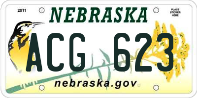 NE license plate ACG623