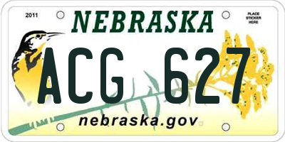 NE license plate ACG627