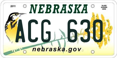 NE license plate ACG630