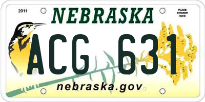 NE license plate ACG631