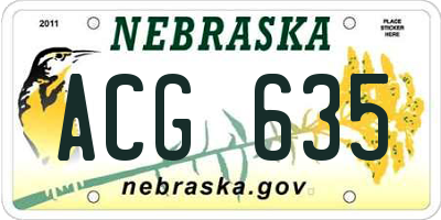 NE license plate ACG635