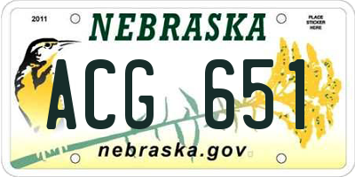 NE license plate ACG651