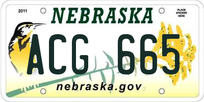 NE license plate ACG665