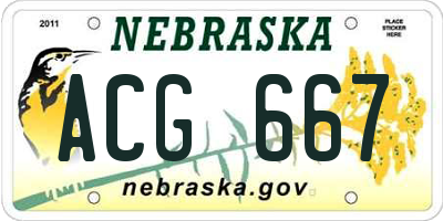 NE license plate ACG667
