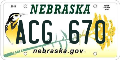 NE license plate ACG670