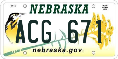 NE license plate ACG671
