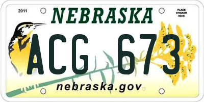 NE license plate ACG673