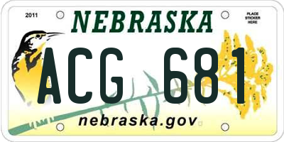 NE license plate ACG681