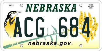 NE license plate ACG684