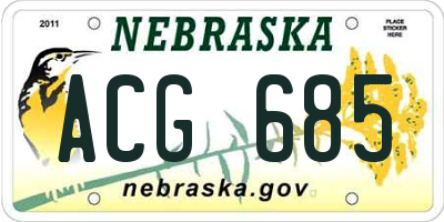 NE license plate ACG685