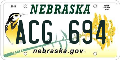 NE license plate ACG694