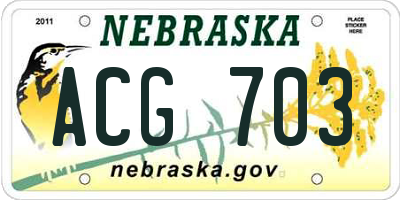 NE license plate ACG703