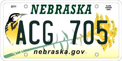 NE license plate ACG705