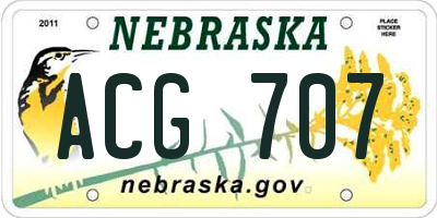 NE license plate ACG707