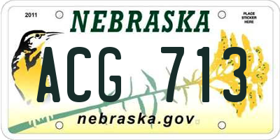 NE license plate ACG713