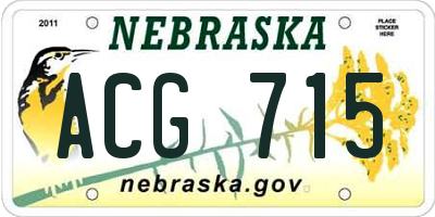 NE license plate ACG715