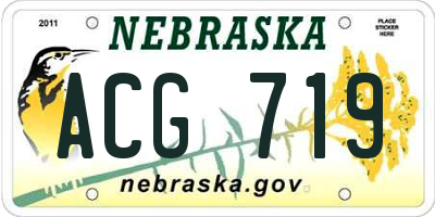 NE license plate ACG719