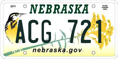 NE license plate ACG721