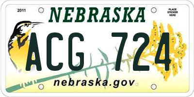 NE license plate ACG724