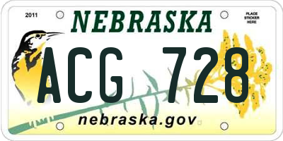 NE license plate ACG728