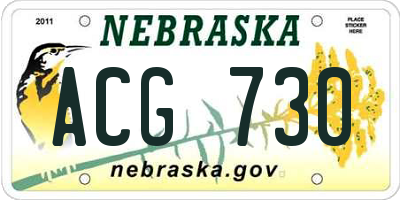 NE license plate ACG730