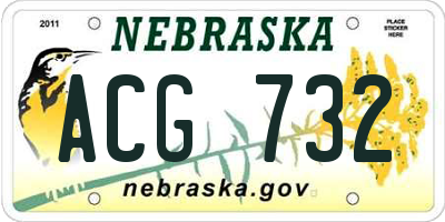 NE license plate ACG732