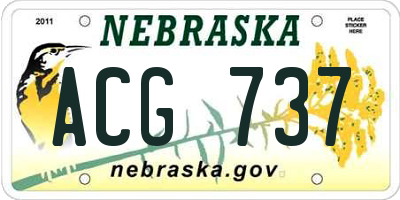 NE license plate ACG737