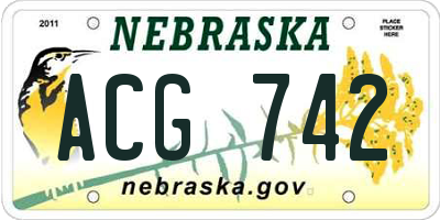 NE license plate ACG742