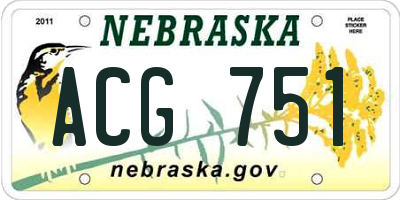 NE license plate ACG751