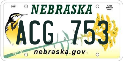 NE license plate ACG753