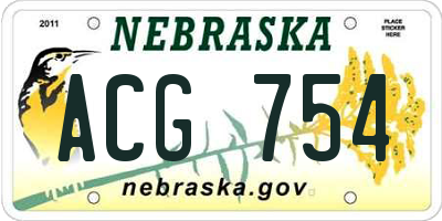 NE license plate ACG754